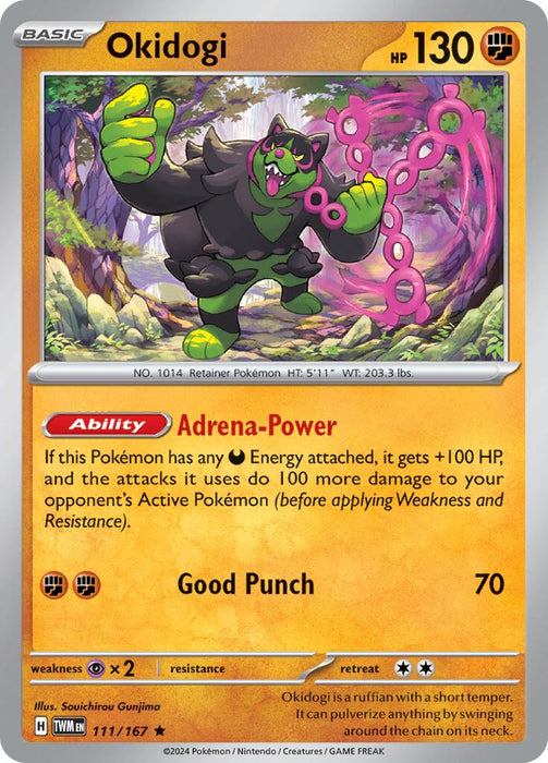 Pokemon Okidogi 111/167 SV06: Twilight Masquerade Reverse Holo - EternaCards