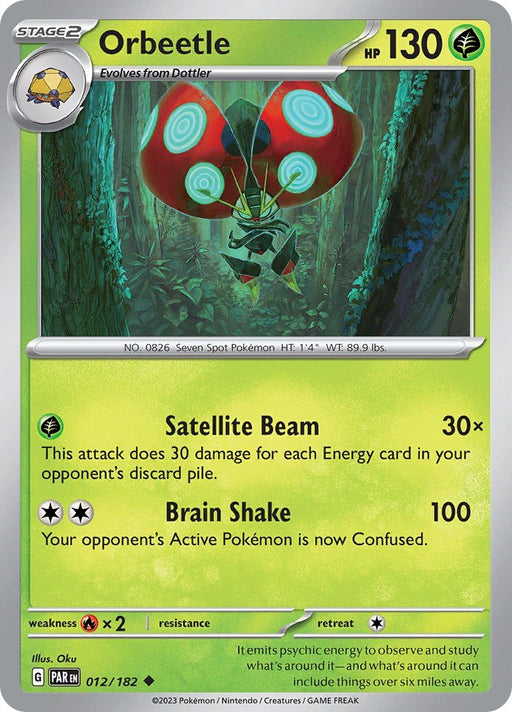 Pokemon Orbeetle 012/182 SV04: Paradox Rift Reverse Holo - EternaCards