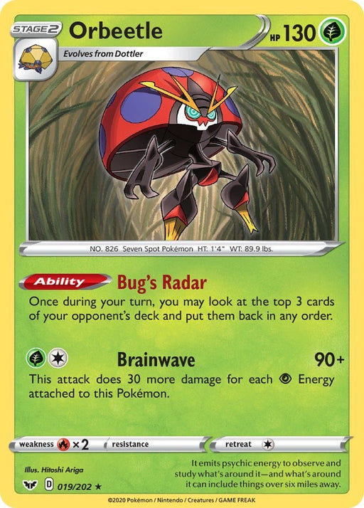 Pokemon Orbeetle 019/202 SWSH01: Sword & Shield Base Set Normal - Eterna Cards