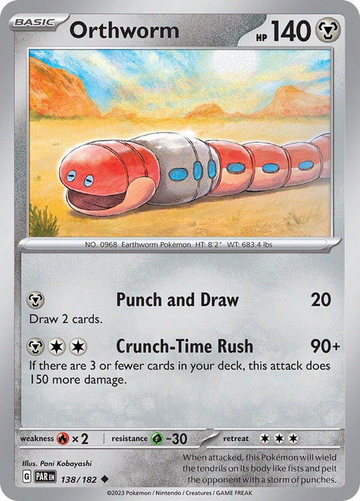 Pokemon Orthworm 138/182 SV04: Paradox Rift Normal - EternaCards
