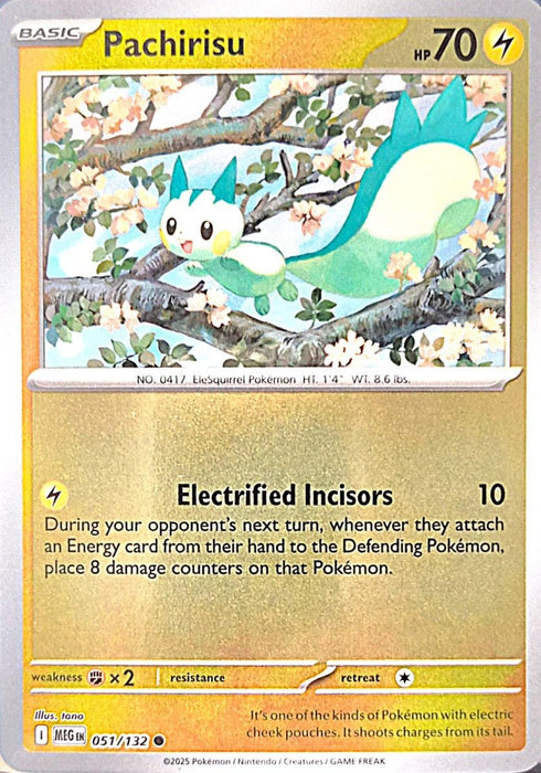 Pokemon Pachirisu 051/132 ME01: Mega Evolution Reverse Holo - Eterna Cards