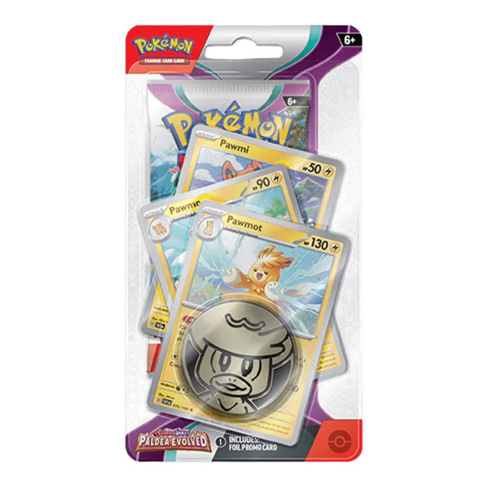 Pokemon Paldea Evolved Premium Checklane Blister (Pawmot/Arboliva) - EternaCards