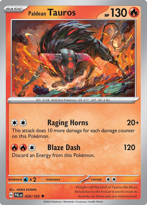 Pokemon Paldean Tauros - 028/193 028/193 SV02: Paldea Evolved Normal - EternaCards