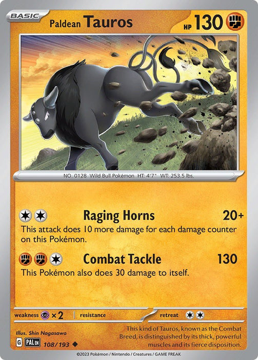 Pokemon Paldean Tauros - 108/193 108/193 SV02: Paldea Evolved Normal - EternaCards