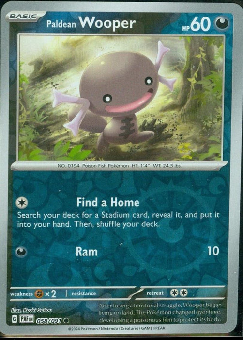 Pokemon Paldean Wooper - 058/091 SV: Paldean Fates Normal - Eterna Cards