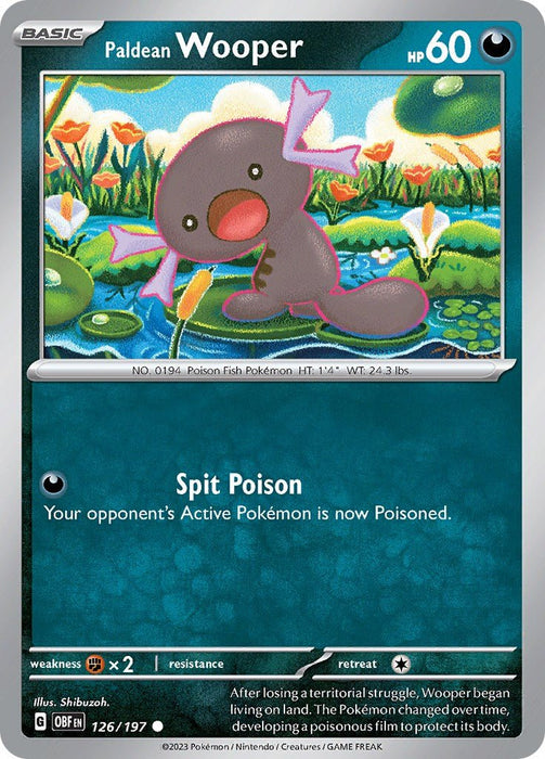 Pokemon Paldean Wooper - 126/197 SV03: Obsidian Flames Normal - EternaCards