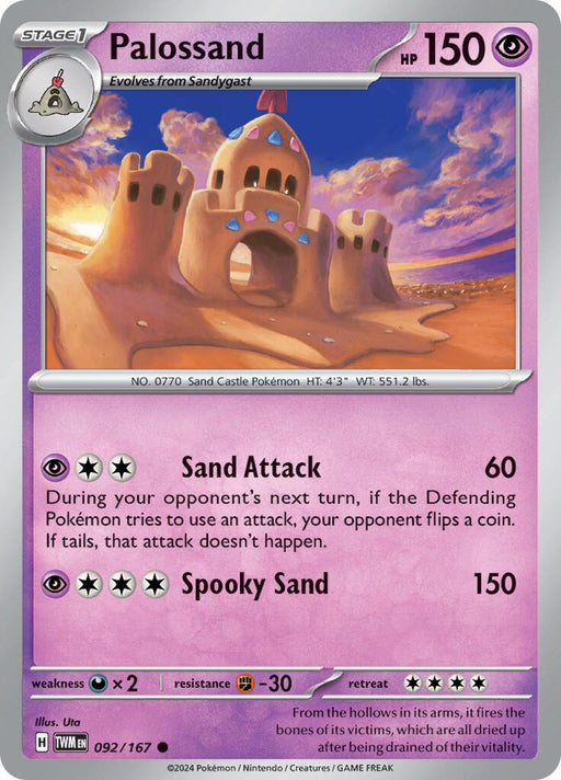 Pokemon Palossand 092/167 SV06: Twilight Masquerade Reverse Holo - EternaCards