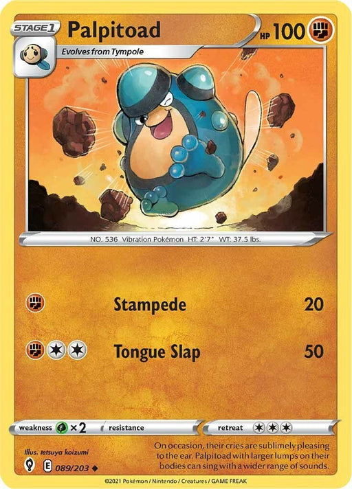 Pokemon Palpitoad 089/203 SWSH07: Evolving Skies Reverse Holo - EternaCards