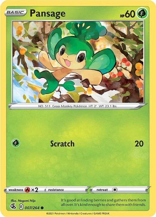 Pokemon Pansage 007/264 SWSH08: Fusion Strike Normal - Eterna Cards