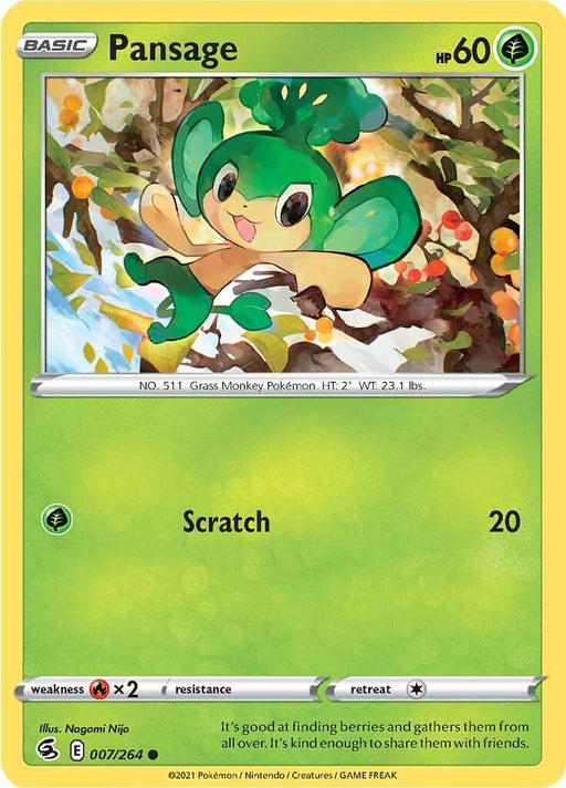 Pokemon Pansage 007/264 SWSH08: Fusion Strike Normal - Eterna Cards