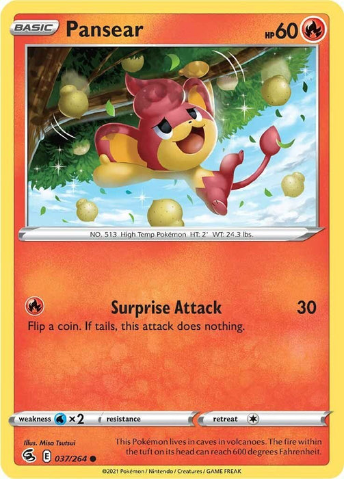 Pokemon Pansear 037/264 SWSH08: Fusion Strike Reverse Holo - EternaCards