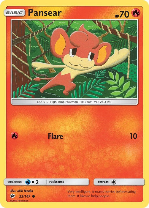 Pokemon Pansear 22/147 SM - Burning Shadows Normal - Eterna Cards