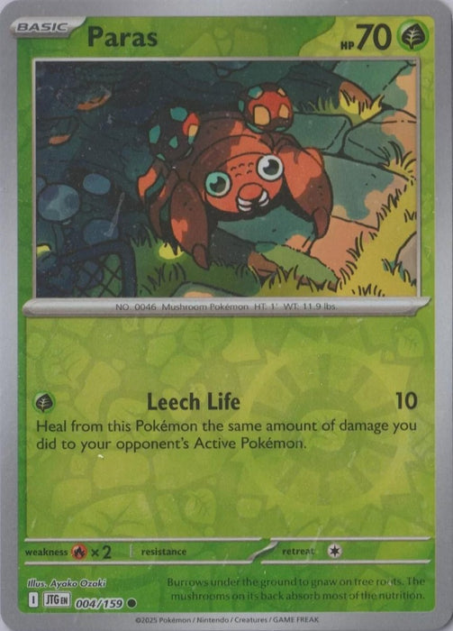 Pokemon Paras 004/159 SV09: Journey Together Normal - Eterna Cards