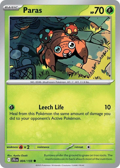 Pokemon Paras 004/159 SV09: Journey Together Normal - Eterna Cards