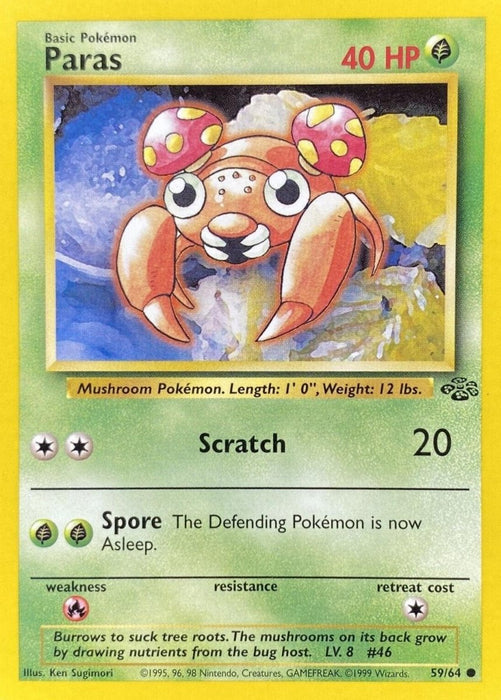 Pokemon Paras 59/64 Jungle Unlimited - Eterna Cards