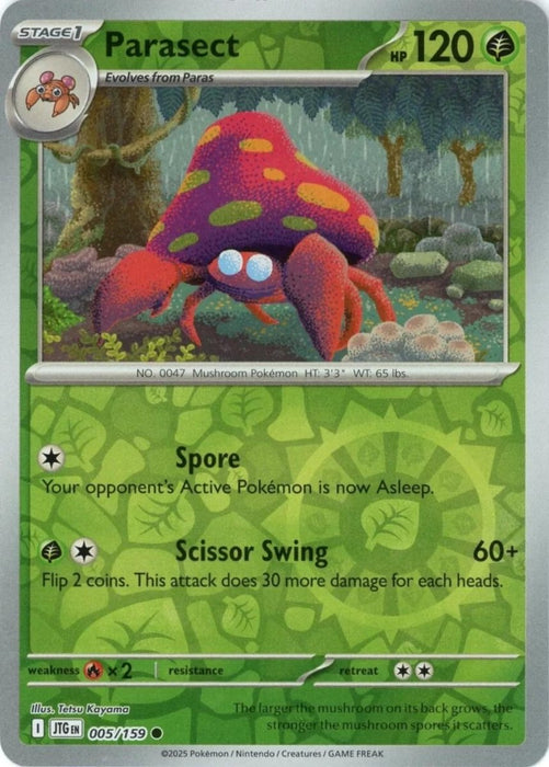 Pokemon Parasect 005/159 SV09: Journey Together Normal - Eterna Cards