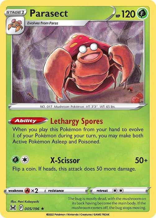 Pokemon Parasect 005/196 SWSH11: Lost Origin Reverse Holo - EternaCards