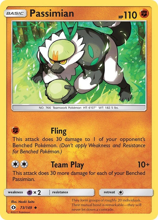 Pokemon Passimian 73/149 SM Base Set Normal - Eterna Cards