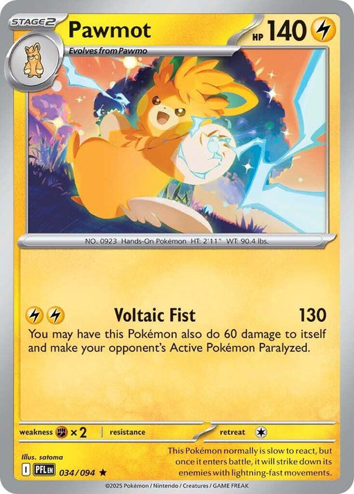 Pokemon Pawmot 034/094 ME02: Phantasmal Flames Reverse Holo - EternaCards