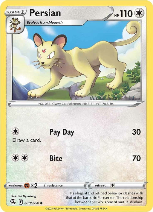 Pokemon Persian 200/264 SWSH08: Fusion Strike Normal - EternaCards