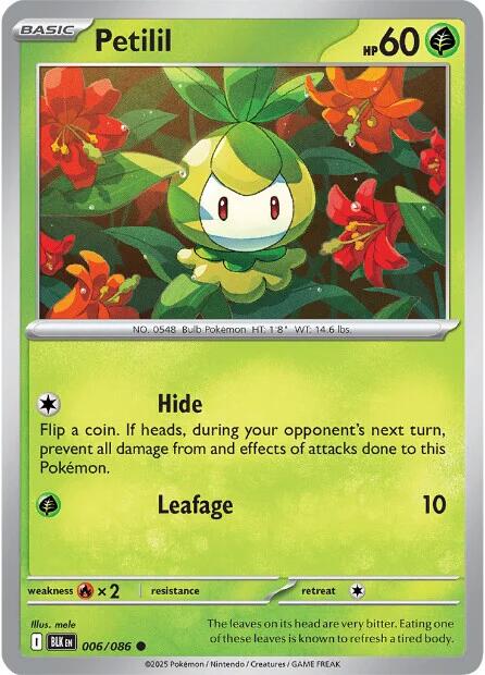Pokemon Petilil 006/086 SV: Black Bolt Reverse Holo - EternaCards