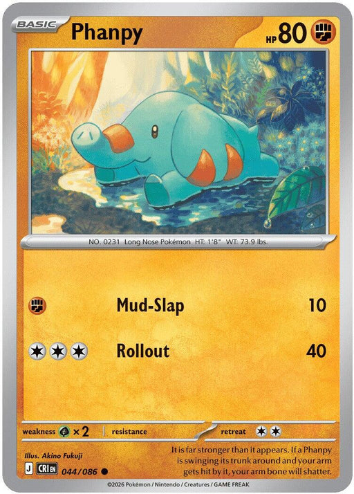 Pokemon Phanpy 044/086 ME04: Chaos Rising Reverse Holo - Eterna Cards