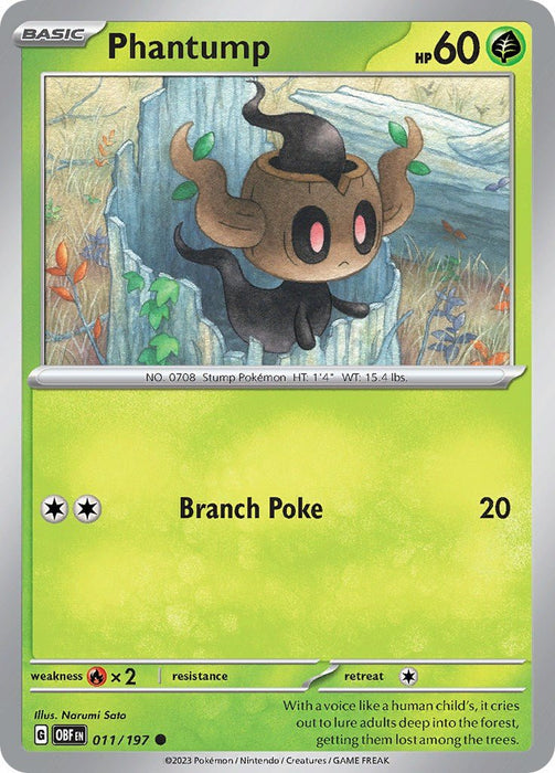 Pokemon Phantump 011/197 SV03: Obsidian Flames Reverse Holo - EternaCards