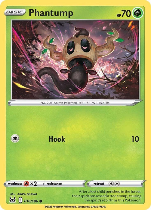 Pokemon Phantump 016/196 SWSH11: Lost Origin Reverse Holo - EternaCards