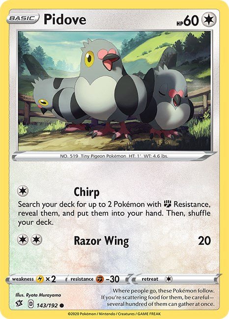 Pokemon Pidove 143/192 SWSH02: Rebel Clash Reverse Holo - EternaCards