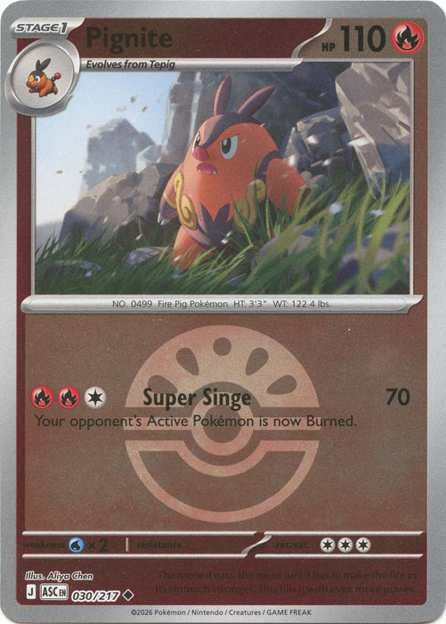 Pokemon Pignite (Friend Ball) 030/217 ME: Ascended Heroes Reverse Holo - Eterna Cards