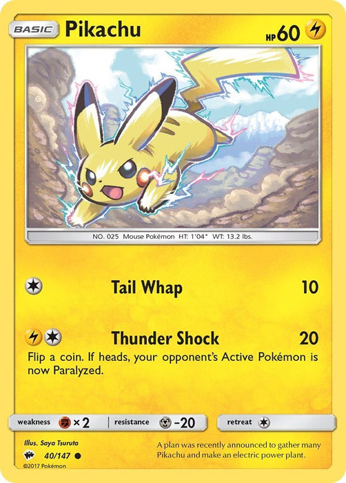 Pokemon Pikachu 40/147 SM - Burning Shadows Normal - Eterna Cards
