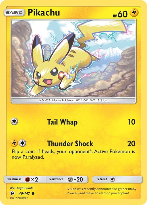 Pokemon Pikachu 40/147 SM - Burning Shadows Normal - Eterna Cards