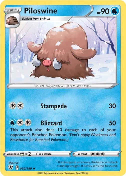 Pokemon Piloswine 032/189 SWSH10: Astral Radiance Reverse Holo - EternaCards
