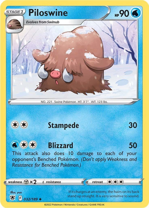Pokemon Piloswine 032/189 SWSH10: Astral Radiance Reverse Holo - EternaCards