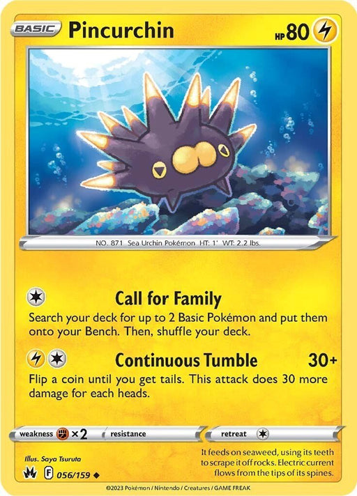 Pokemon Pincurchin 056/159 SWSH: Crown Zenith Reverse Holo - EternaCards