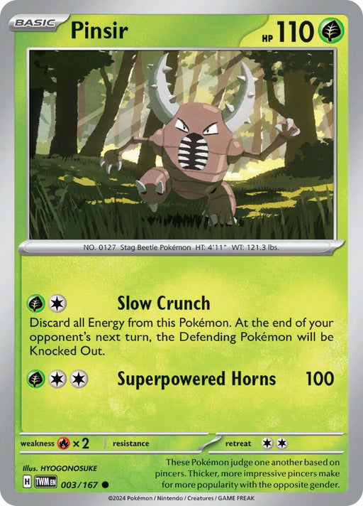 Pokemon Pinsir - 003/167 003/167 SV06: Twilight Masquerade Reverse Holo - EternaCards