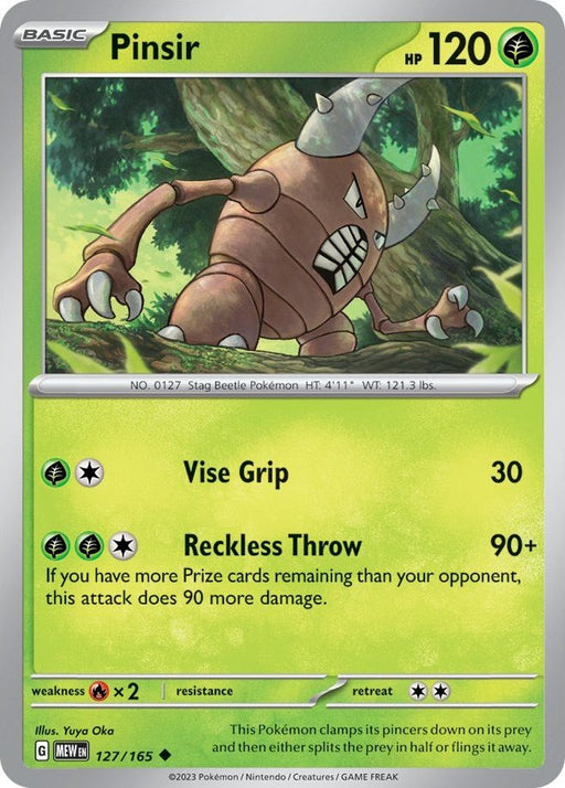 Pokemon Pinsir 127/165 SV: Scarlet & Violet 151 Normal - EternaCards