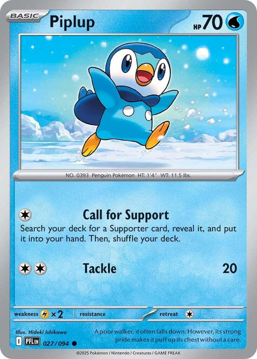 Pokemon Piplup - 027/094 027/094 ME02: Phantasmal Flames Reverse Holo - EternaCards