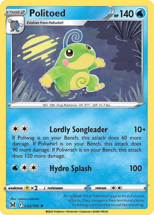 Pokemon Politoed 032/196 SWSH11: Lost Origin Reverse Holo - EternaCards