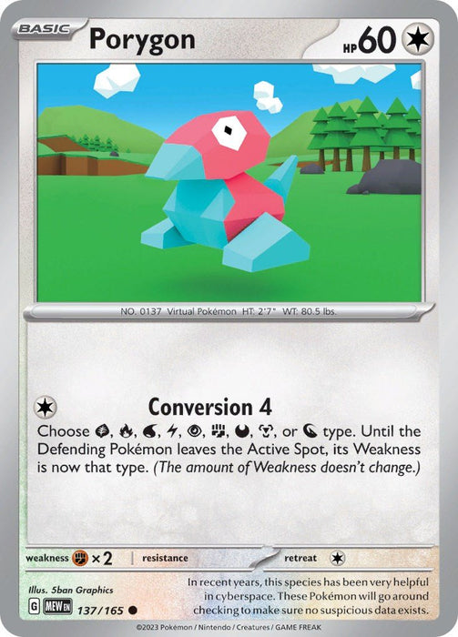 Pokemon Porygon 137/165 SV: Scarlet & Violet 151 Reverse Holo - EternaCards