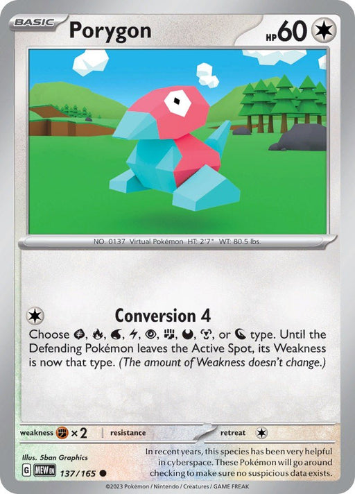 Pokemon Porygon 137/165 SV: Scarlet & Violet 151 Reverse Holo - EternaCards