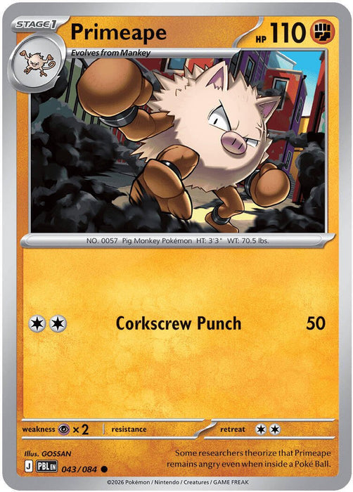 Pokemon Primeape 043/084 ME05: Pitch Black Reverse Holo - Eterna Cards