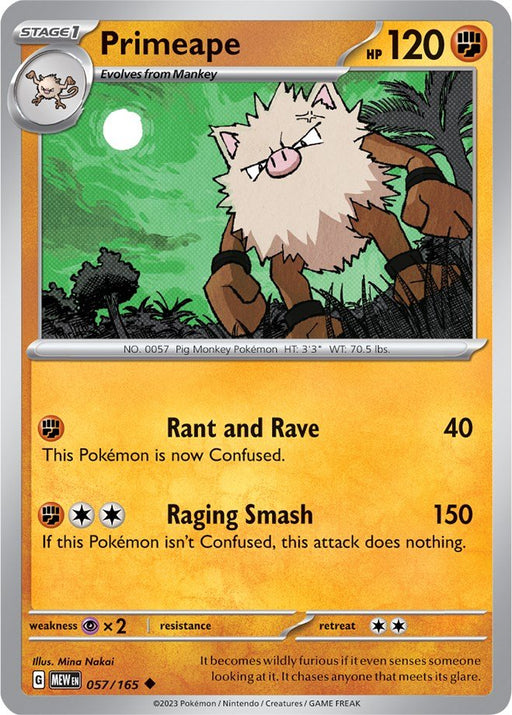 Pokemon Primeape 057/165 SV: Scarlet & Violet 151 Normal - EternaCards