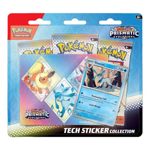 Pokemon Prismatic Evolutions Tech Sticker Collection (Leafeon, Glaceon & Sylveon) - EternaCards