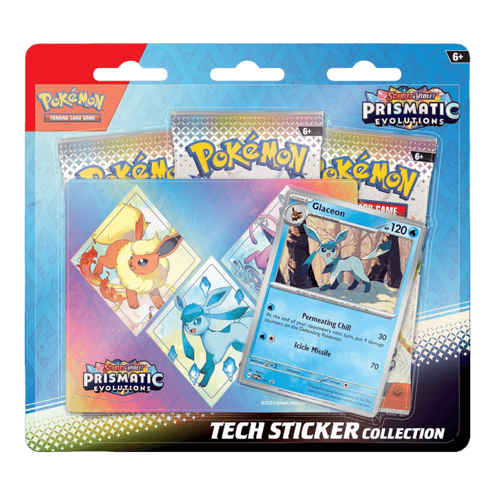 Pokemon Prismatic Evolutions Tech Sticker Collection (Leafeon, Glaceon & Sylveon) - EternaCards