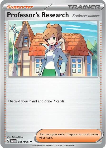 Pokemon Professor's Research [Professor Juniper] 085/086 SV: Black Bolt Reverse Holo - Eterna Cards