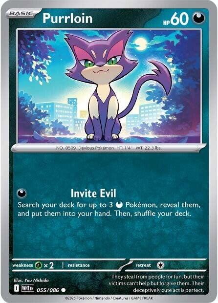 Pokemon Purrloin 055/086 SV: White Flare Reverse Holo - Eterna Cards