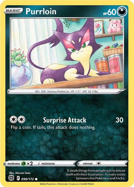 Pokemon Purrloin 090/172 SWSH09: Brilliant Stars Normal - EternaCards