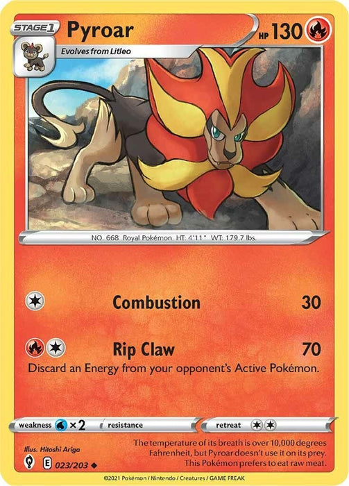 Pokemon Pyroar 023/203 SWSH07: Evolving Skies Normal - Eterna Cards