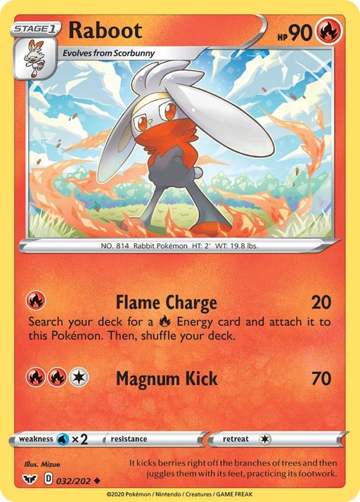 Pokemon Raboot (032) 032/202 SWSH01: Sword & Shield Base Set Normal - Eterna Cards
